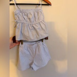 Wonder Nation Light Blue Striped High Waist Shorts